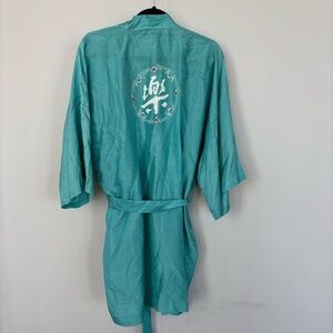 Vintage‎ Silk Kimono Robe With Chinese Characters On the Back Size XL
